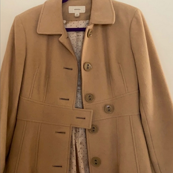 Merona Tan Wool Long Pea Coat Size S - Picture 2 of 7